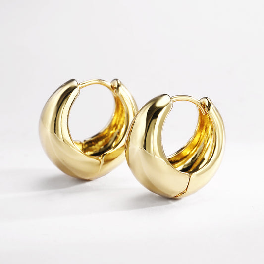 18k Gold plated earrings clip bold
