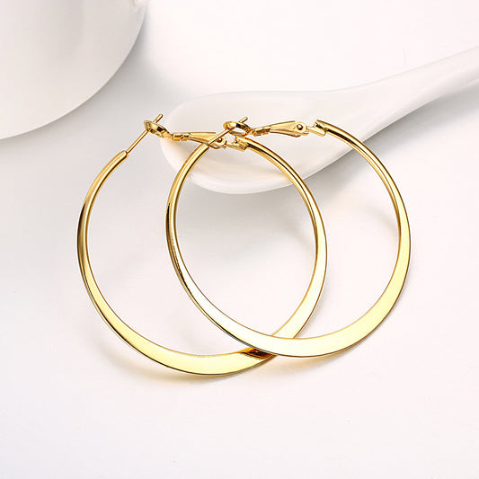 18k Gold plated earrings hoop earrings big