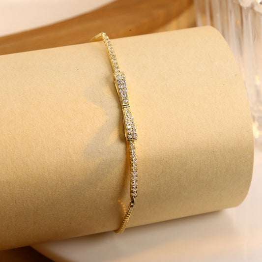 Bowknot Bracelet Sterling Silver Bracelet 18K Gold Plated Bracelet Zircon Bracelet