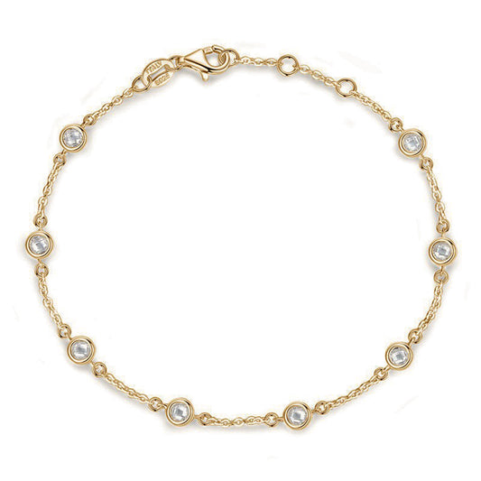 Sterling Silver Bracelet 18K Gold Plated Bracelet Zircon Bracelet