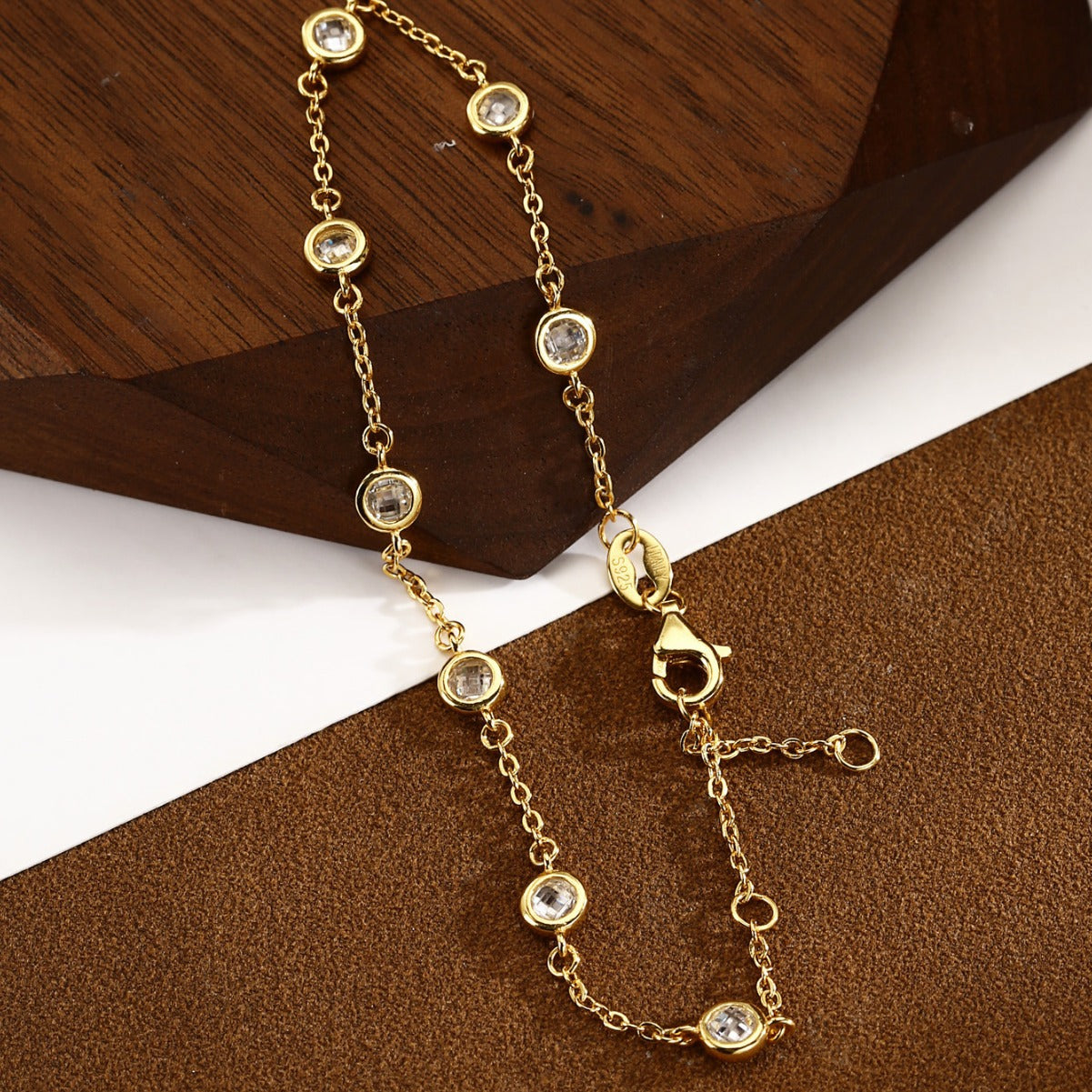 Sterling Silver Bracelet 18K Gold Plated Bracelet Zircon Bracelet