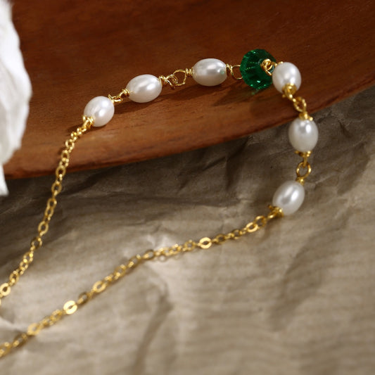 Pearl Bracelet Sterling Silver Bracelet 18K Gold Plated Ring