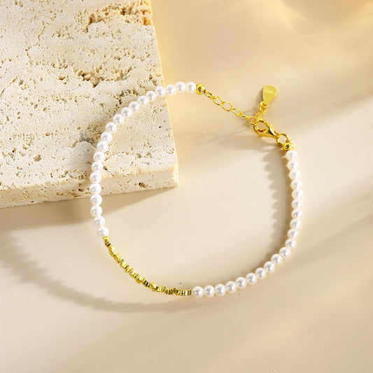 Pearl Bracelet Sterling Silver Bracelet 18K Gold Plated Ring