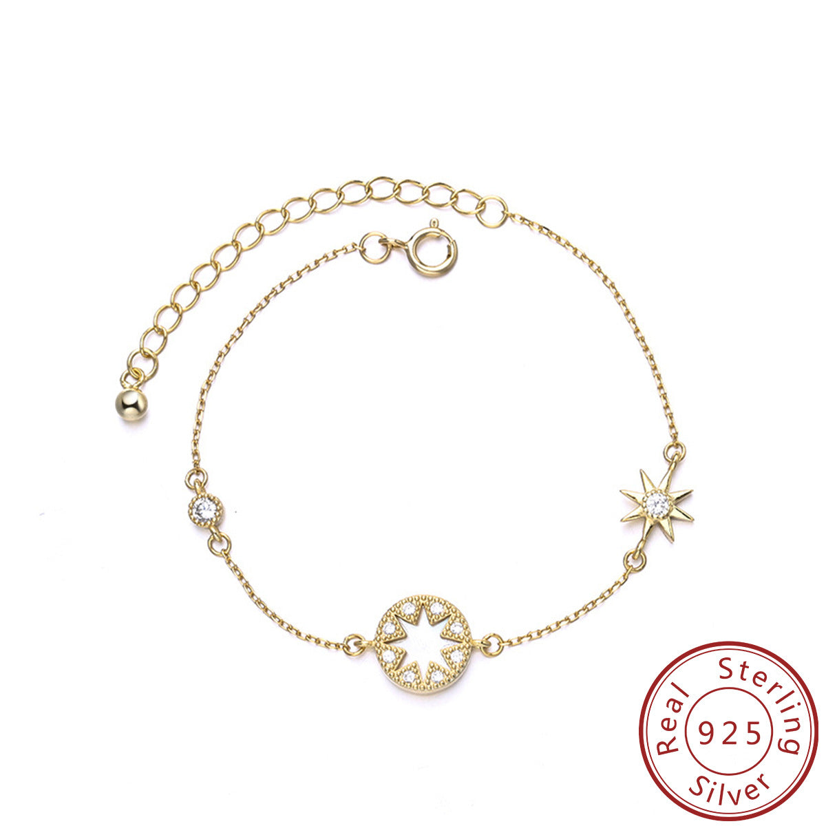 Star Bracelet Sterling Silver Bracelet 18K Gold Plated Bracelet
