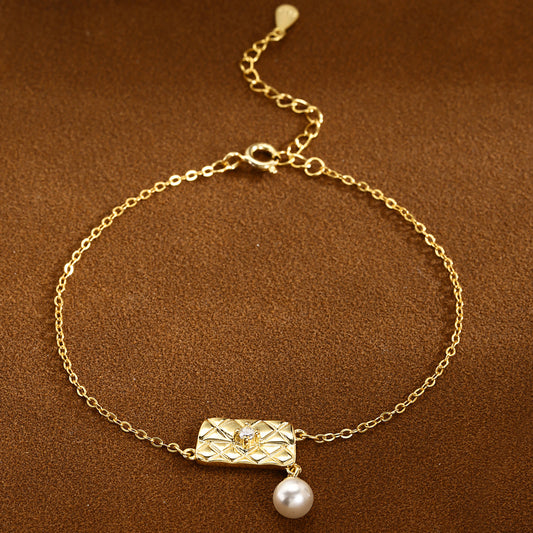 Purse Bracelet Pearl Bracelet Sterling Silver Bracelet 18K Gold Plated Bracelet