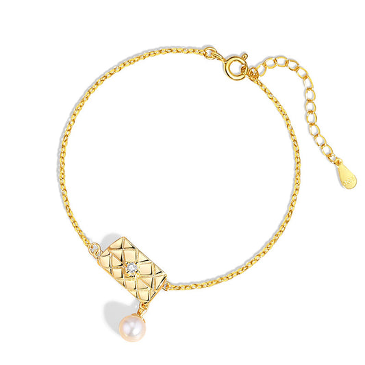 Purse Bracelet Pearl Bracelet Sterling Silver Bracelet 18K Gold Plated Bracelet