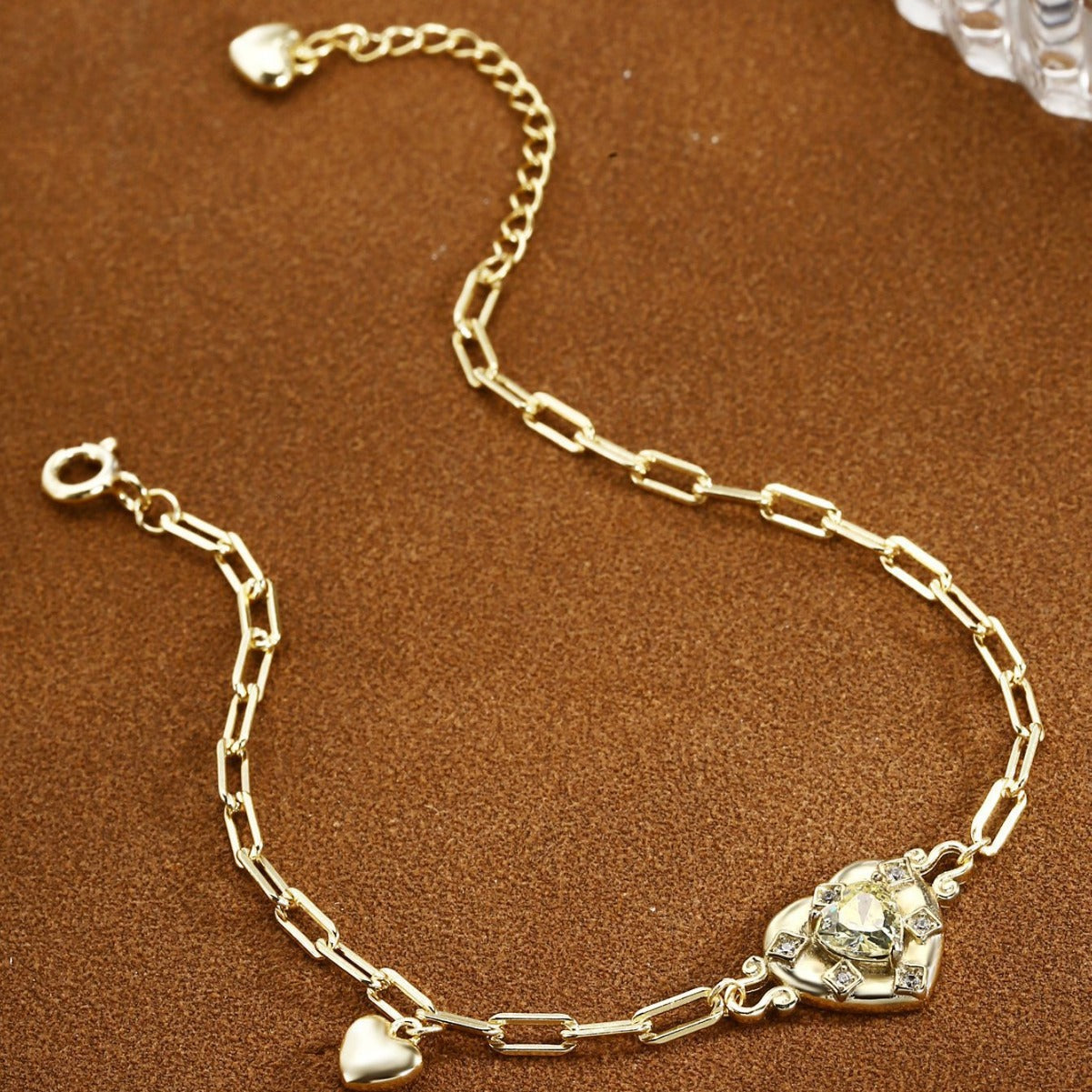 Heart Bracelet Sterling Silver Bracelet 18K Gold Plated Bracelet