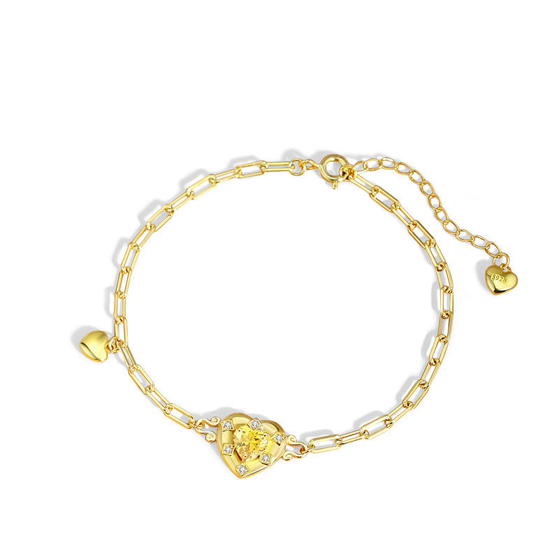 Heart Bracelet Sterling Silver Bracelet 18K Gold Plated Bracelet