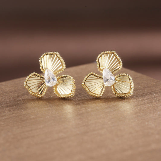 Sterling Silver Earrings 18K Gold Plated Earrings Flower Earrings