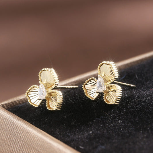 Sterling Silver Earrings 18K Gold Plated Earrings Flower Earrings