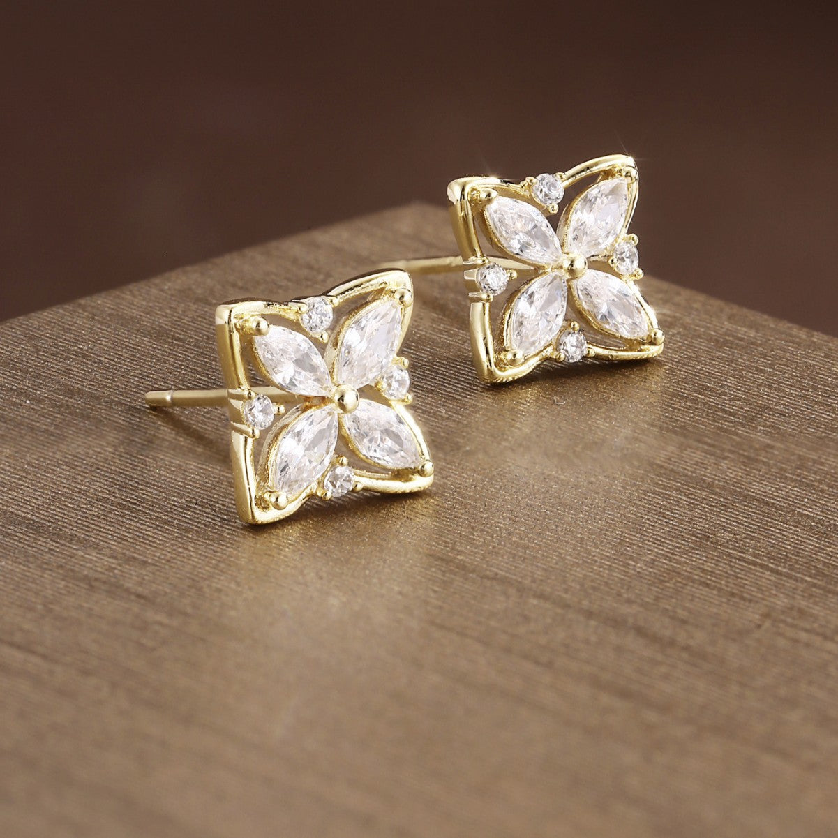 Sterling Silver Earrings 18K Gold Plated Earrings Star Earrings Zircon Earrings