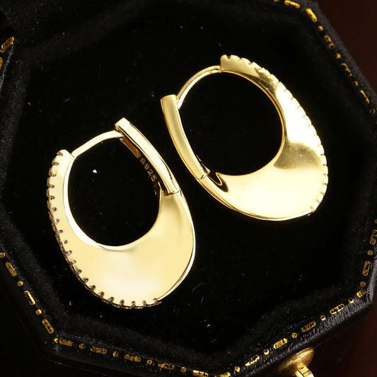 Sterling Silver Earrings 18K Gold Plated Earrings Huggie Earrings