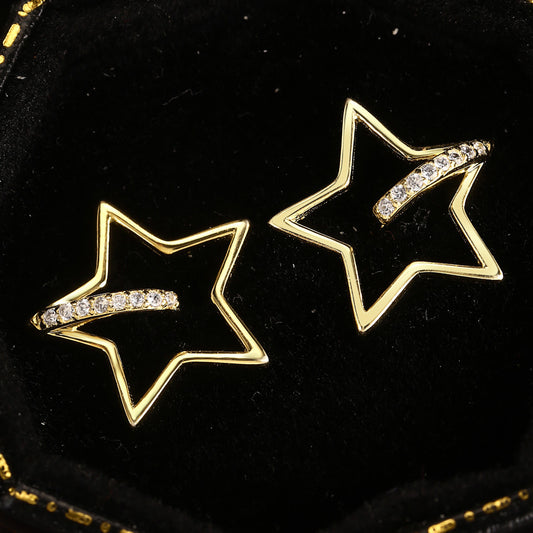 Sterling Silver Earrings 18K Gold Plated Earrings Star Earrings