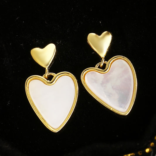Sterling Silver Earrings 18K Gold Plated Earrings Heart Earrings Pearl Earrings