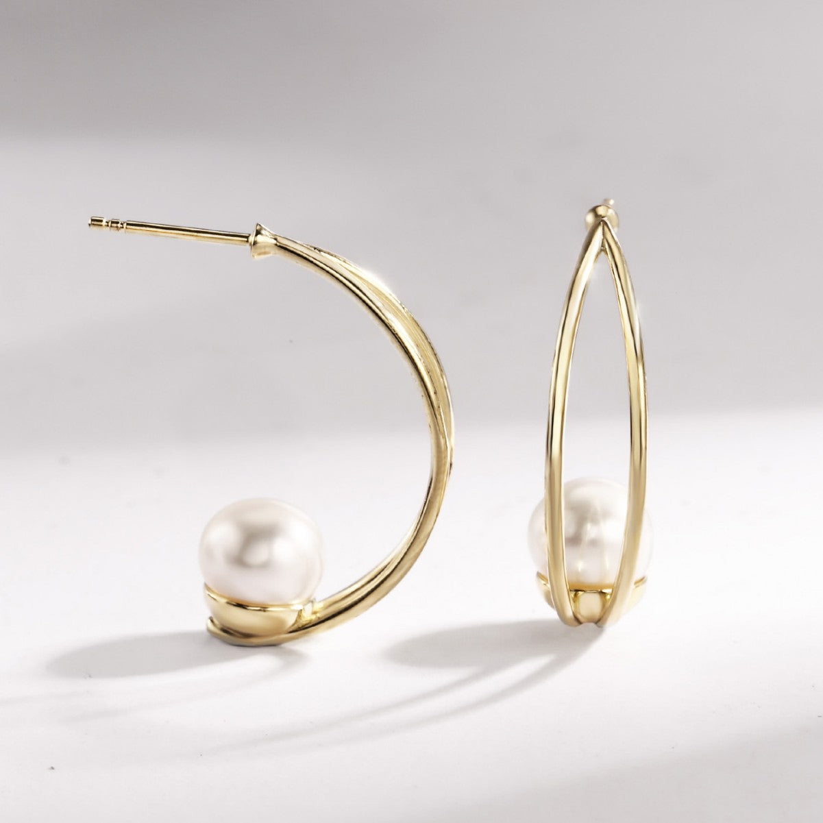 Sterling Silver Earrings 18K Gold Plated Earrings Freshwater Pearl Earrings