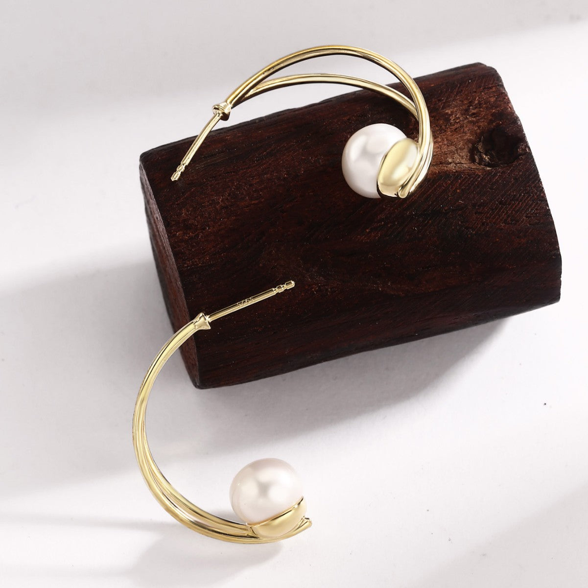 Sterling Silver Earrings 18K Gold Plated Earrings Freshwater Pearl Earrings