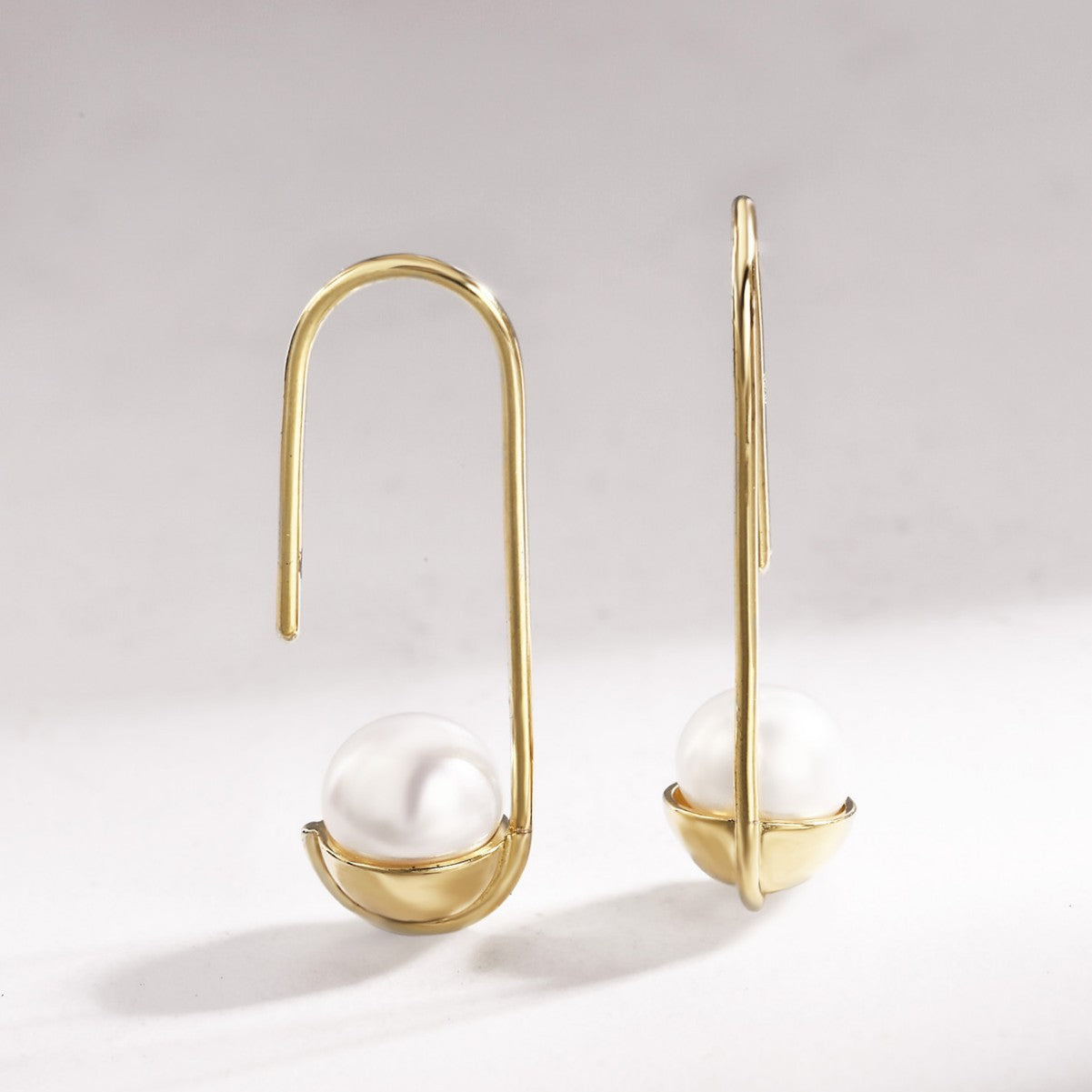 Sterling Silver Earrings 18K Gold Plated Earrings Freshwater Pearl Earrings