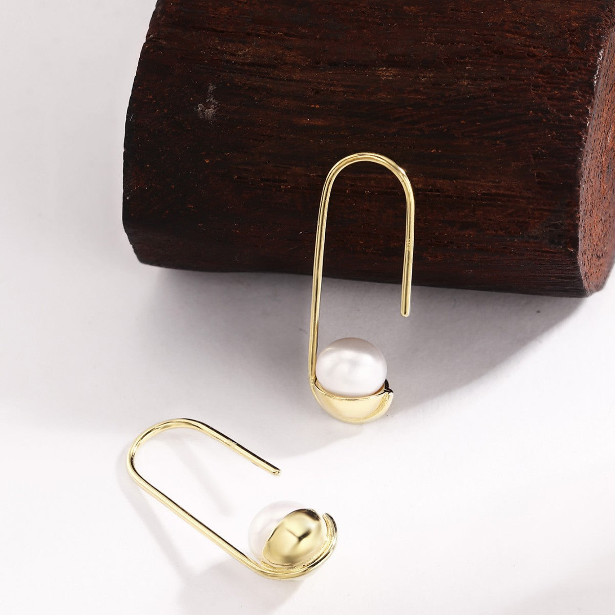 Sterling Silver Earrings 18K Gold Plated Earrings Freshwater Pearl Earrings