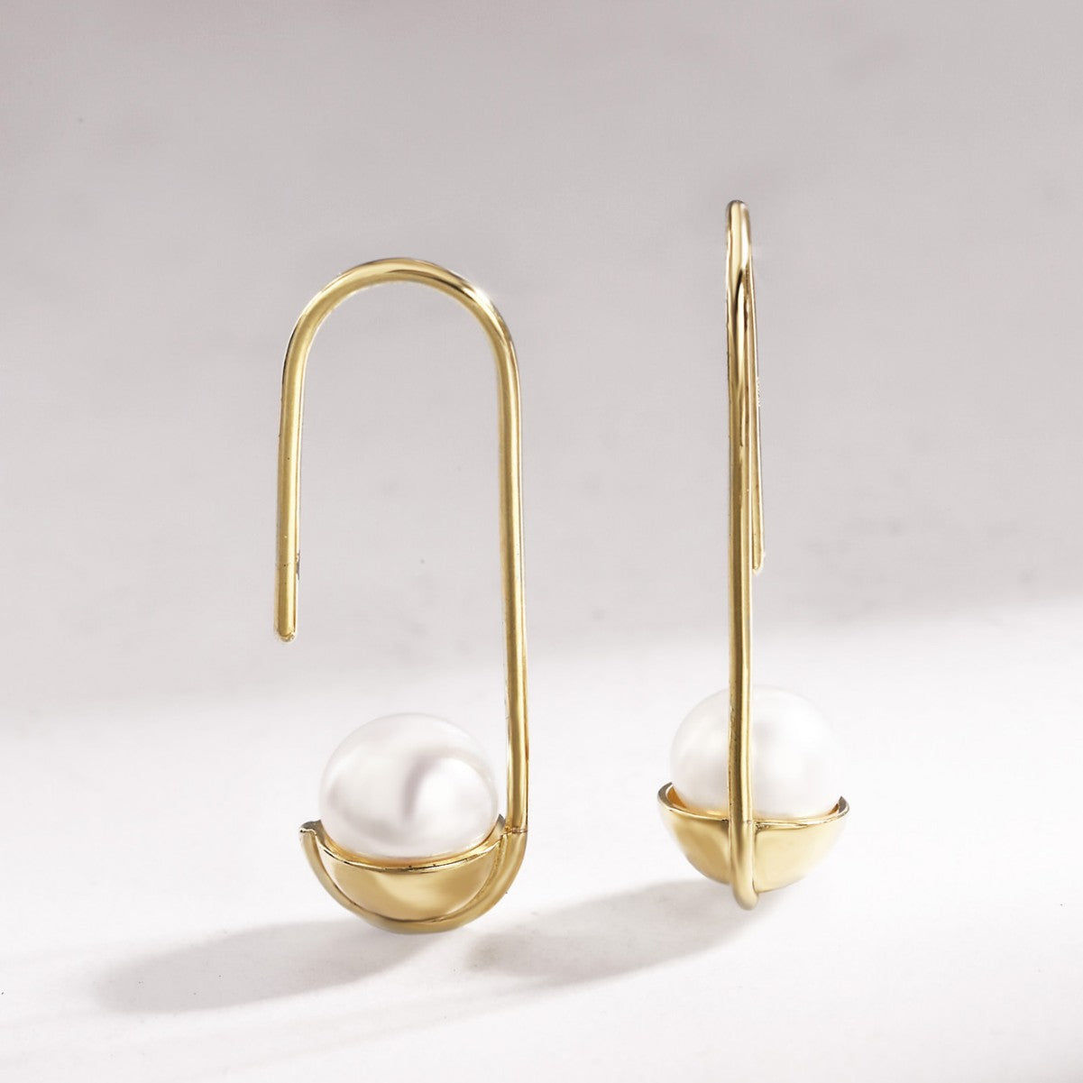 Sterling Silver Earrings 18K Gold Plated Earrings Freshwater Pearl Earrings