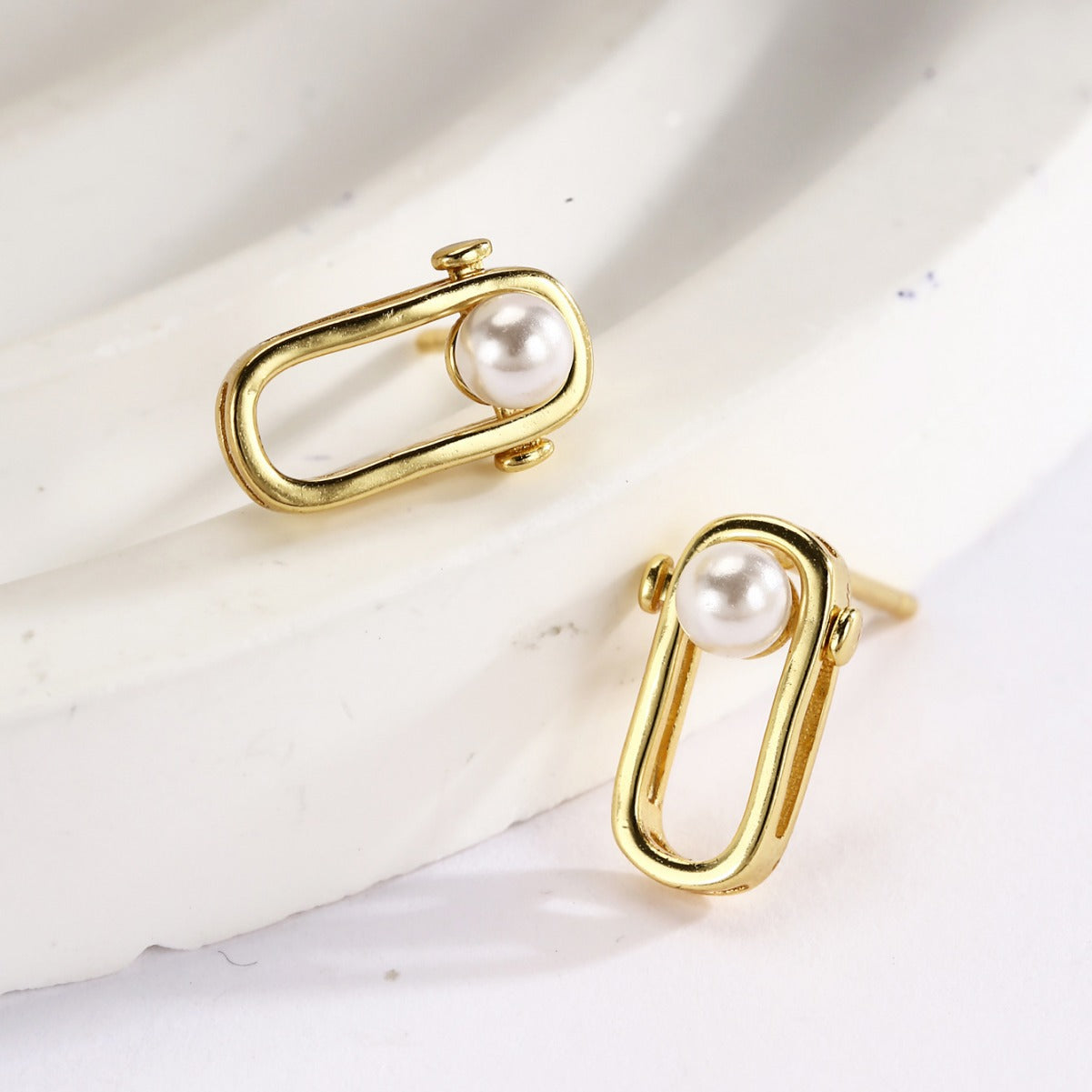 Sterling Silver Earrings 18K Gold Plated Earrings Stud Earrings Freshwater Pearl Earrings
