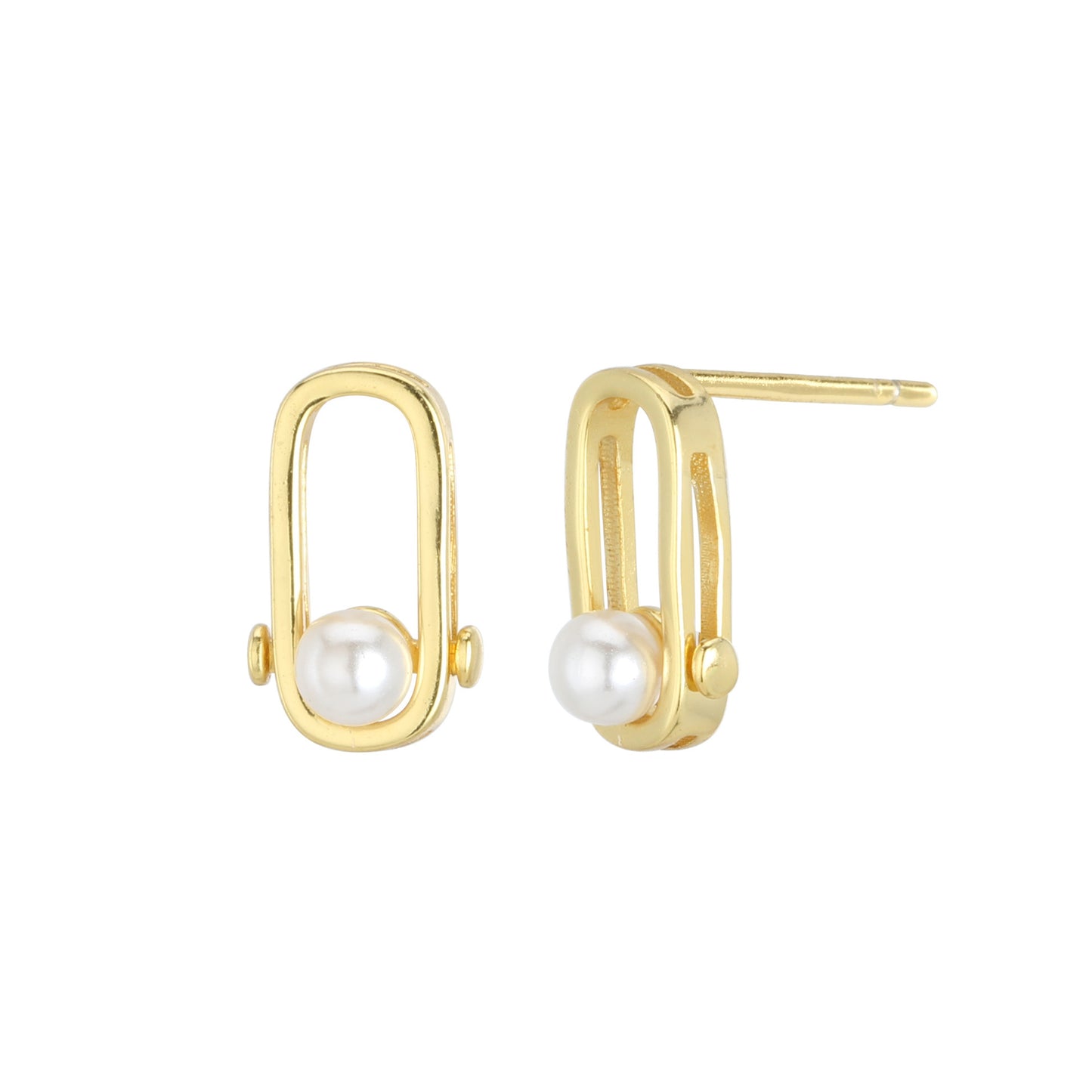 Sterling Silver Earrings 18K Gold Plated Earrings Stud Earrings Freshwater Pearl Earrings