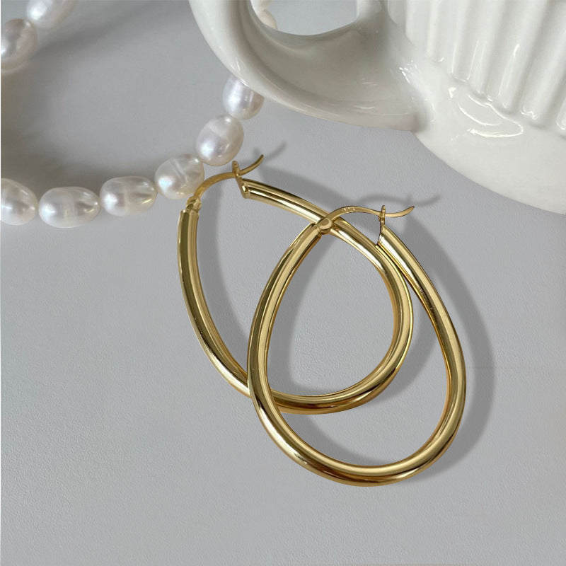 Hoop Earrings Sterling Silver Earrings 18K Gold Plated Earrings