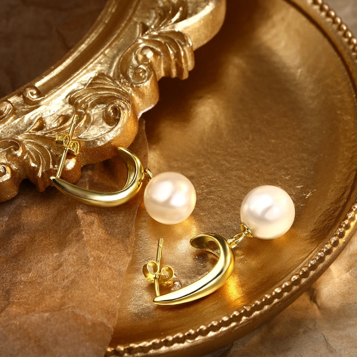Sterling Silver Earrings 18K Gold Plated Earrings Pearl Earrings Stud Earrings