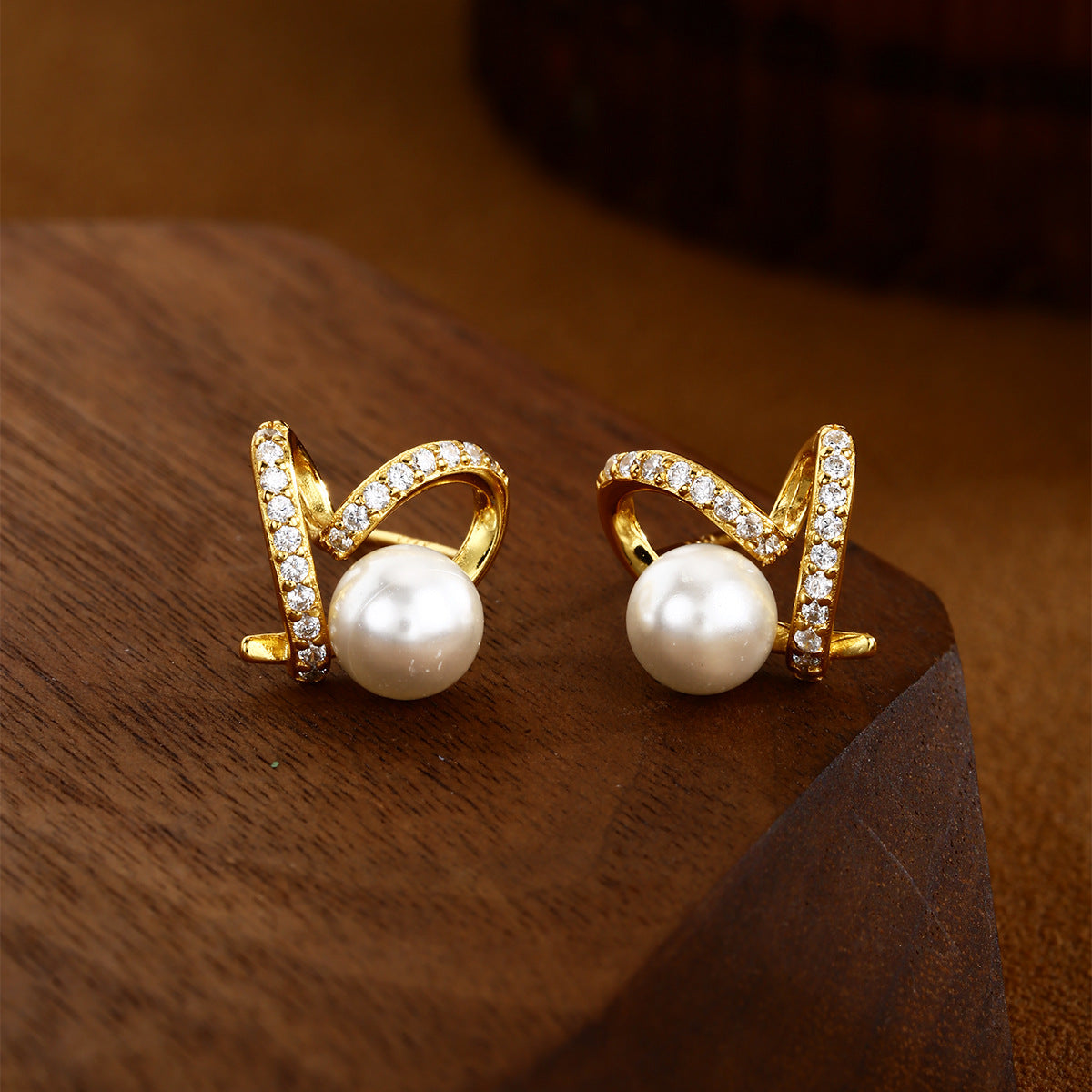 Heart Earrings Sterling Silver Earrings 18K Gold Plated Earrings Pearl Earrings