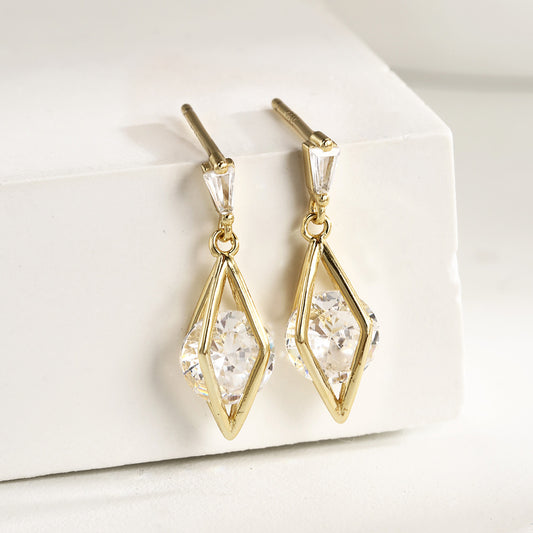Sterling Silver Earrings 18K Gold Plated Earrings Zircon Earrings