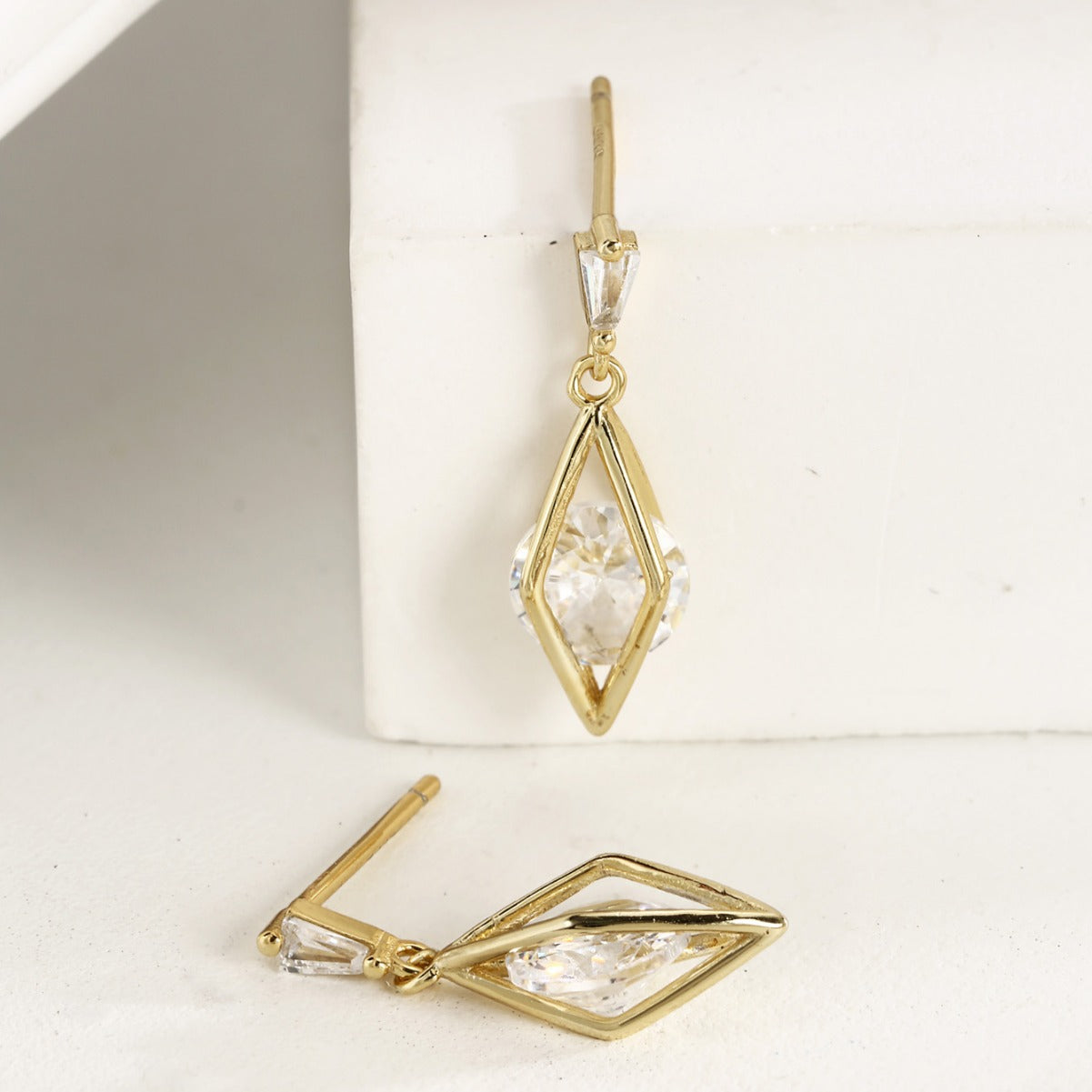 Sterling Silver Earrings 18K Gold Plated Earrings Zircon Earrings