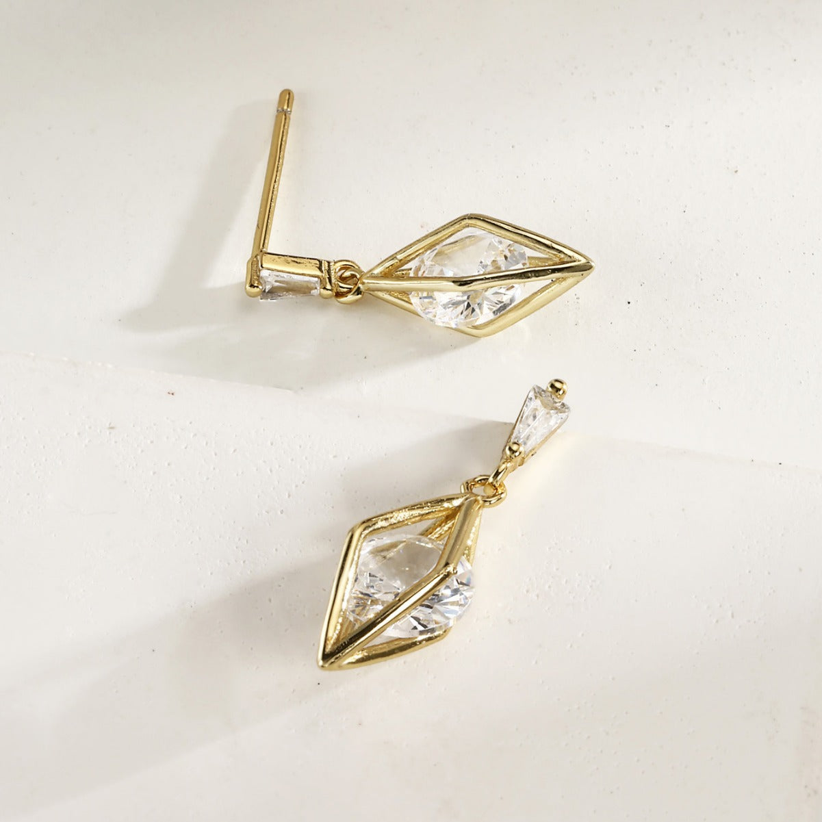 Sterling Silver Earrings 18K Gold Plated Earrings Zircon Earrings