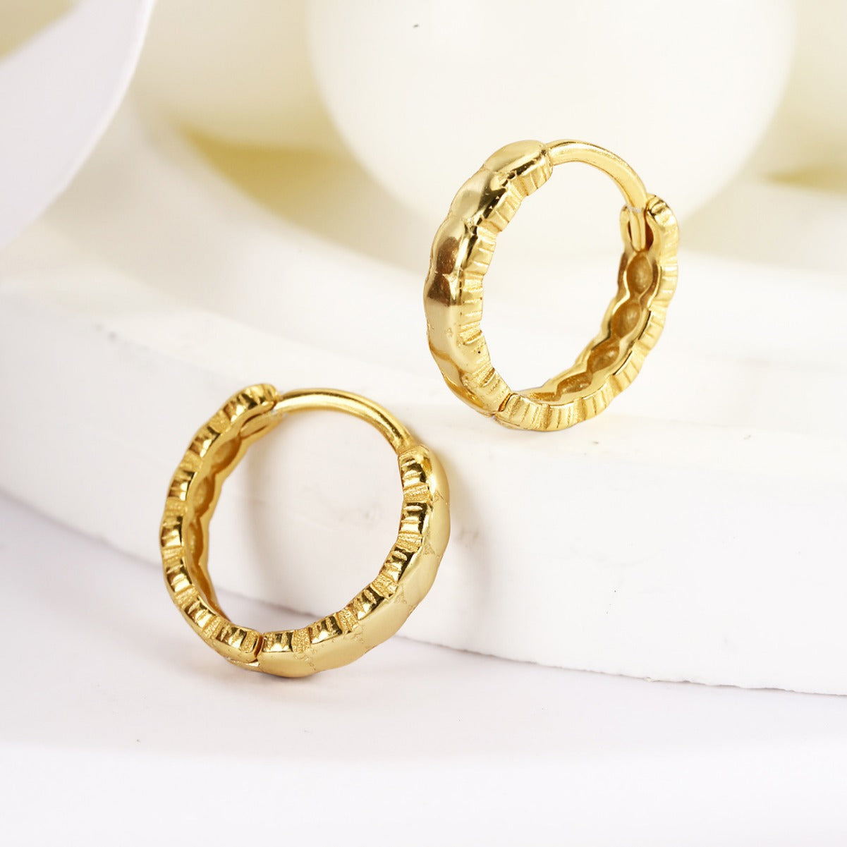 Huggie Earrings Sterling Silver Earrings 18K Gold Plated Earrings