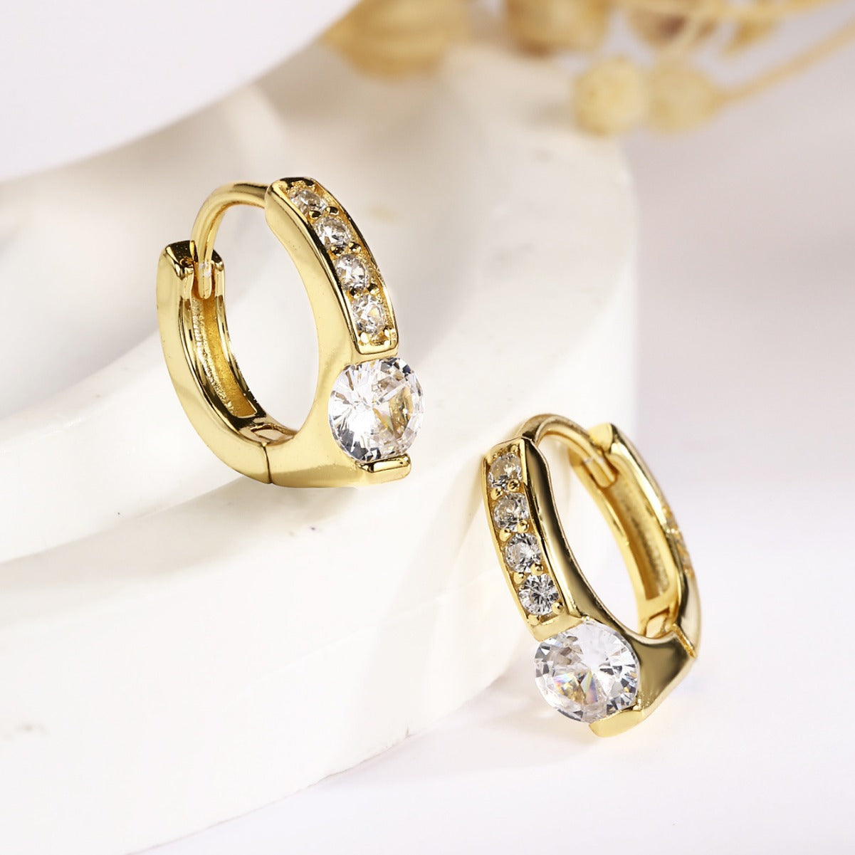 Huggie Earrings Sterling Silver Earrings 18K Gold Plated Earrings