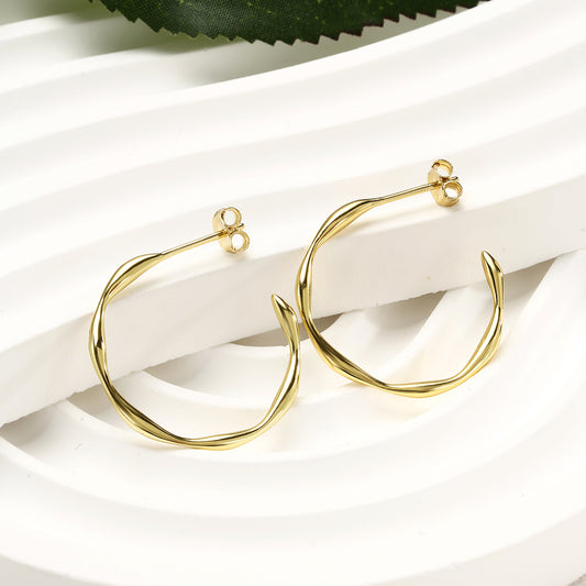 Hoop Earrings Sterling Silver Earrings 18K Gold Plated Earrings