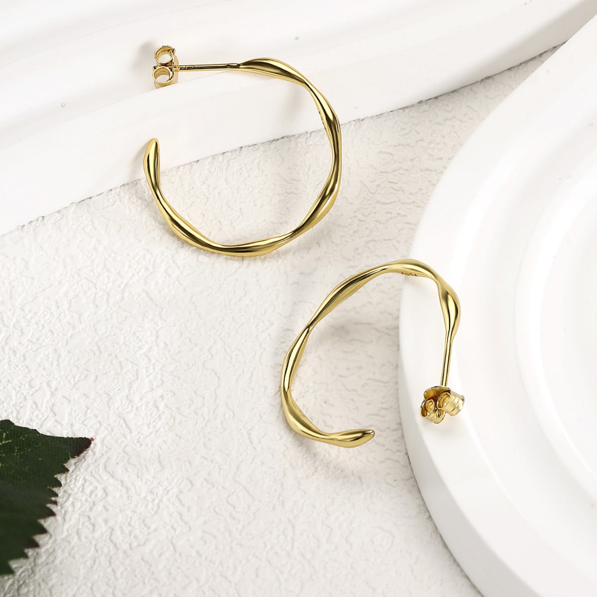 Hoop Earrings Sterling Silver Earrings 18K Gold Plated Earrings