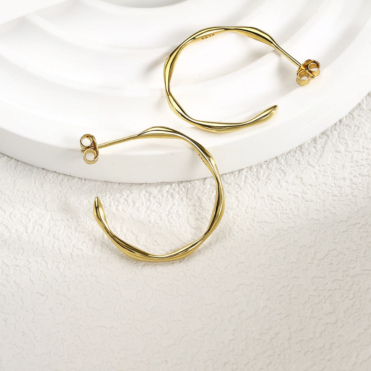 Hoop Earrings Sterling Silver Earrings 18K Gold Plated Earrings