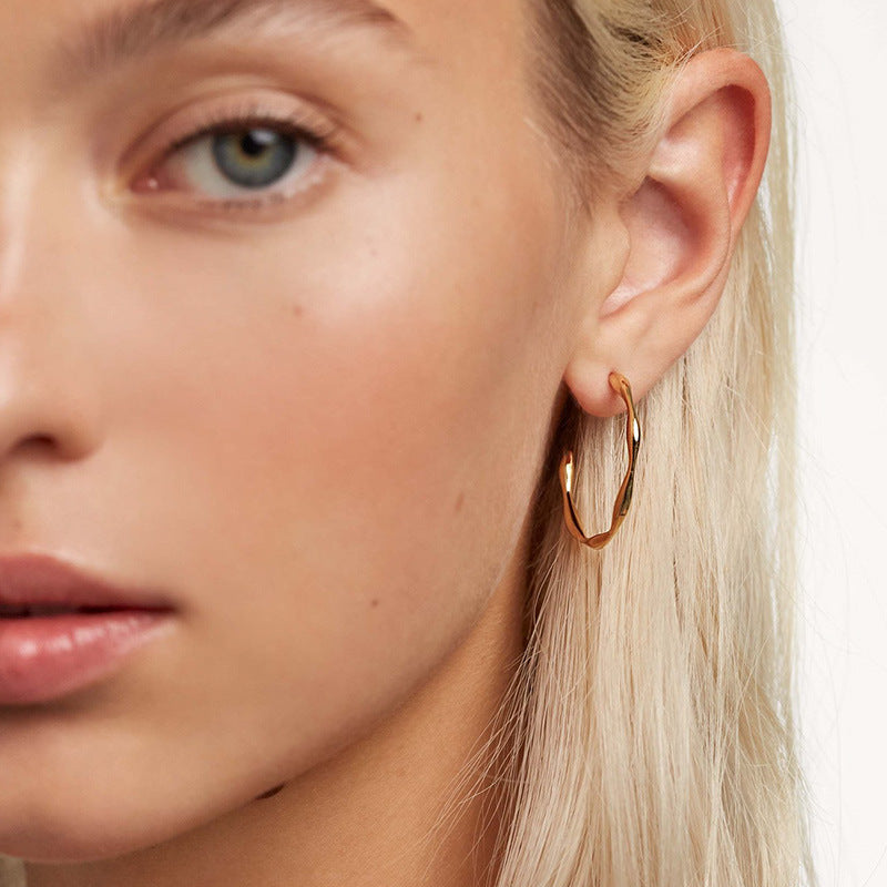 Hoop Earrings Sterling Silver Earrings 18K Gold Plated Earrings