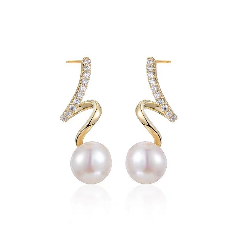 Pearl Earrings Sterling Silver Earrings 18K Gold Plated Earrings