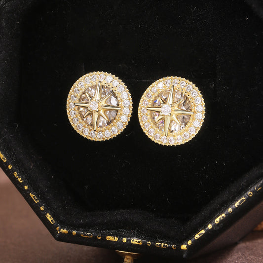 Sterling Silver Earrings 18K Gold Plated Earrings Star Earrings