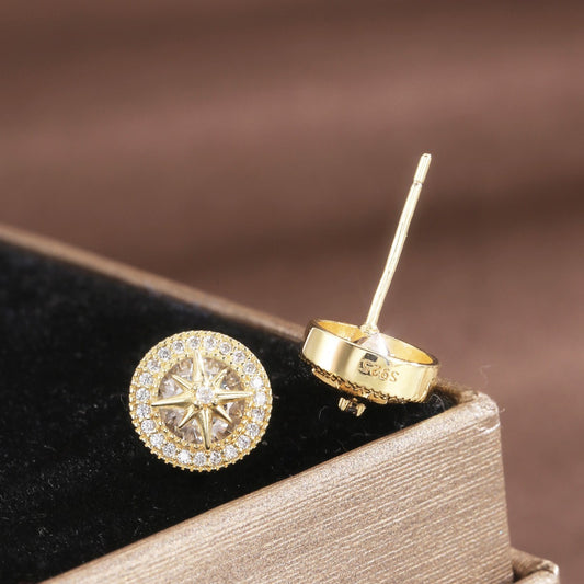 Sterling Silver Earrings 18K Gold Plated Earrings Star Earrings