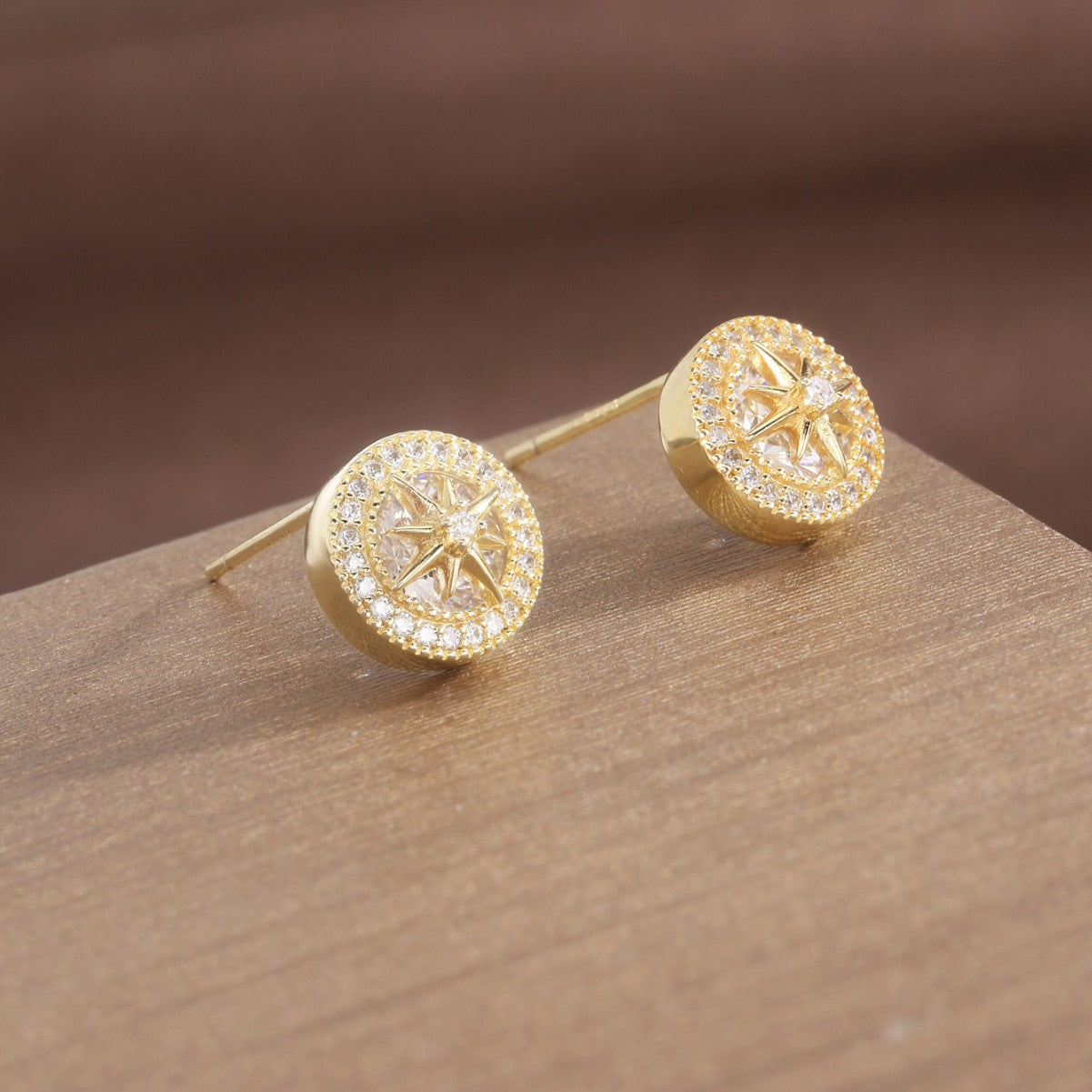 Sterling Silver Earrings 18K Gold Plated Earrings Star Earrings