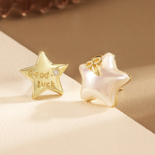 Sterling Silver Earrings 18K Gold Plated Earrings Star Earrings Good Luck Earrings