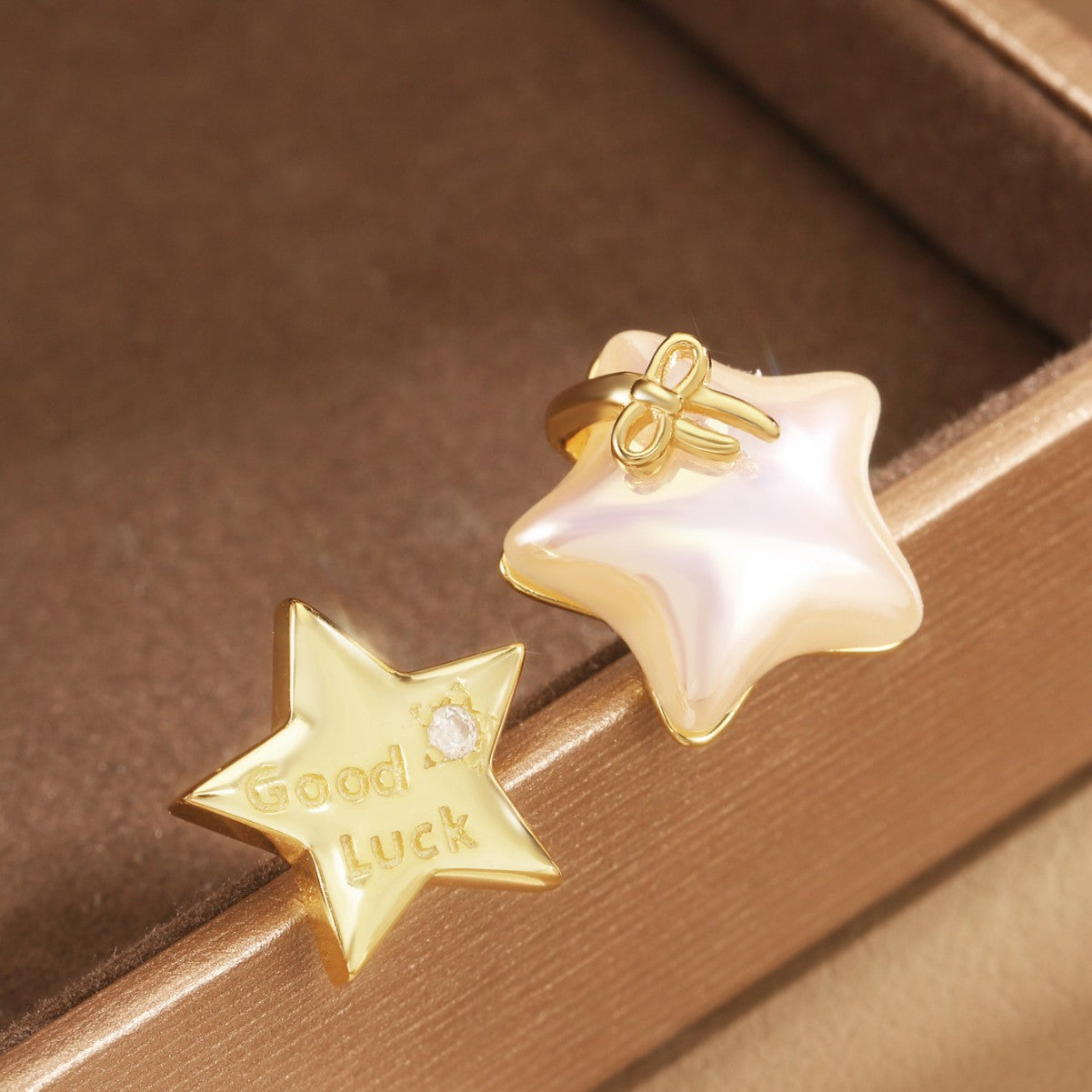 Sterling Silver Earrings 18K Gold Plated Earrings Star Earrings Good Luck Earrings
