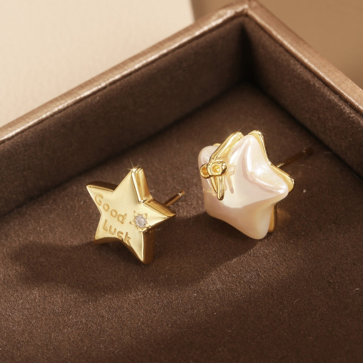 Sterling Silver Earrings 18K Gold Plated Earrings Star Earrings Good Luck Earrings