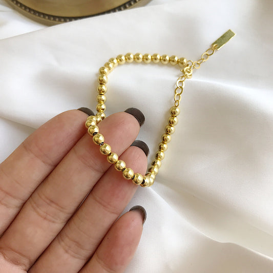 Bead Bracelet Sterling Silver Bracelet 18K Gold Plated Bracelet
