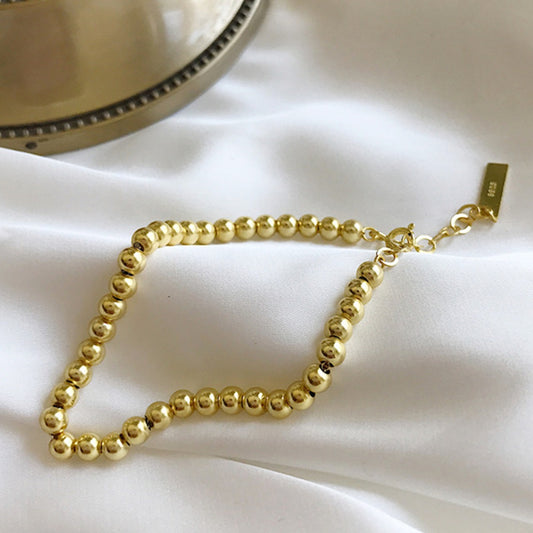 Bead Bracelet Sterling Silver Bracelet 18K Gold Plated Bracelet