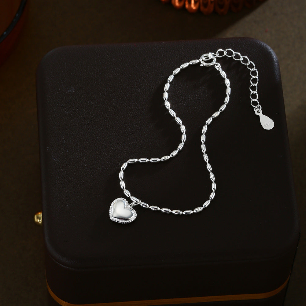Heart Bracelet Sterling Silver Bracelet Bead Bracelet