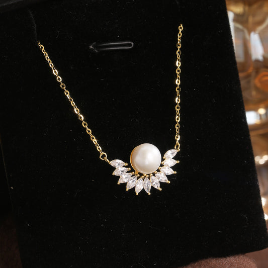 Natural Pearl Necklace Sterling Silver Necklace 18K Gold Plated Necklace