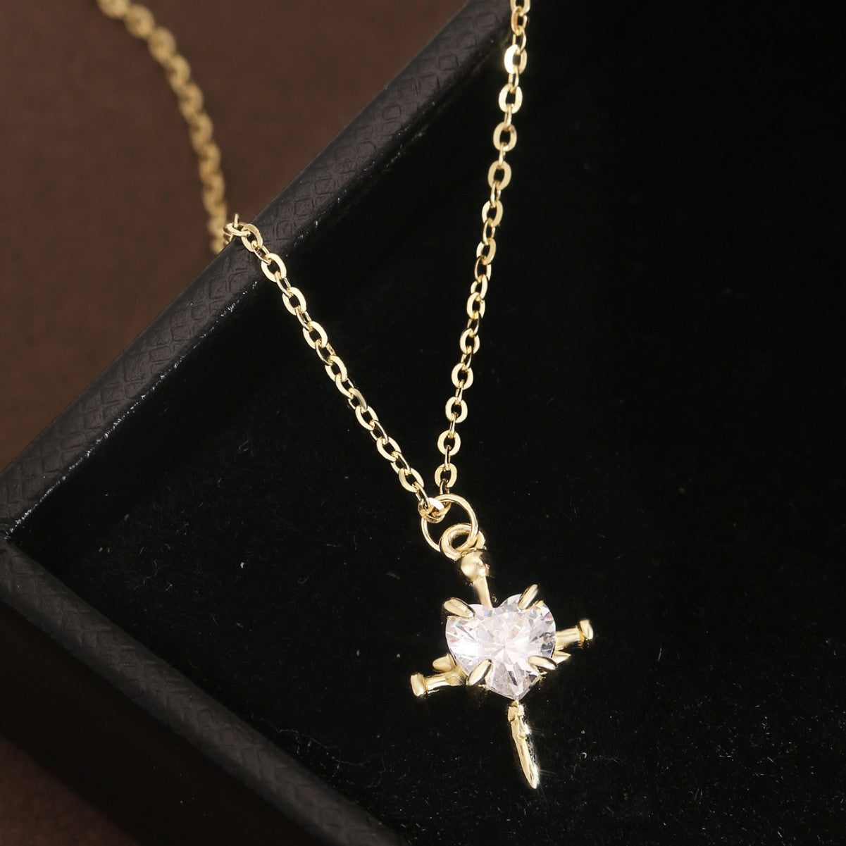 Cross Necklace Sterling Silver Necklace 18K Gold Plated Necklace Heart Necklace