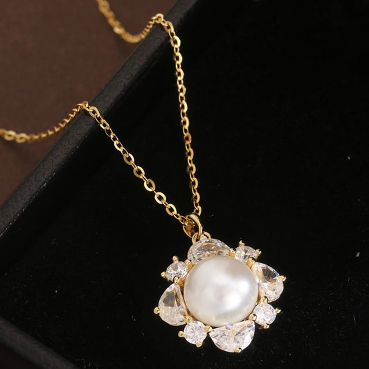 Natural Pearl Necklace Sterling Silver Necklace 18K Gold Plated Necklace